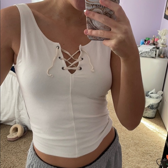 Hollister Tops - HOLLISTER lace up crop tank S